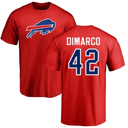 Men NFL Buffalo Bills #42 Patrick DiMarco Red Name and Number Logo T Shirt